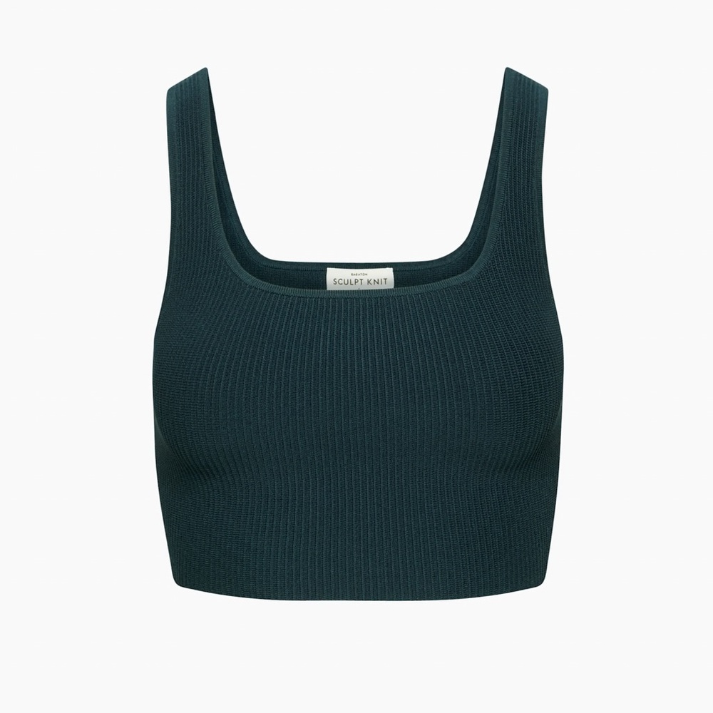 Babaton Sculpt Knit Squareneck Cropped Tank in Total Eclipse